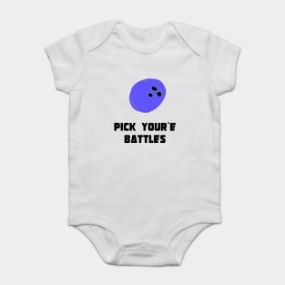 Bowling, Ball, Pick your battles, grammar, Funny T-Shirt, Funny Tee, Badly Drawn, Bad Drawing Baby Bodysuit